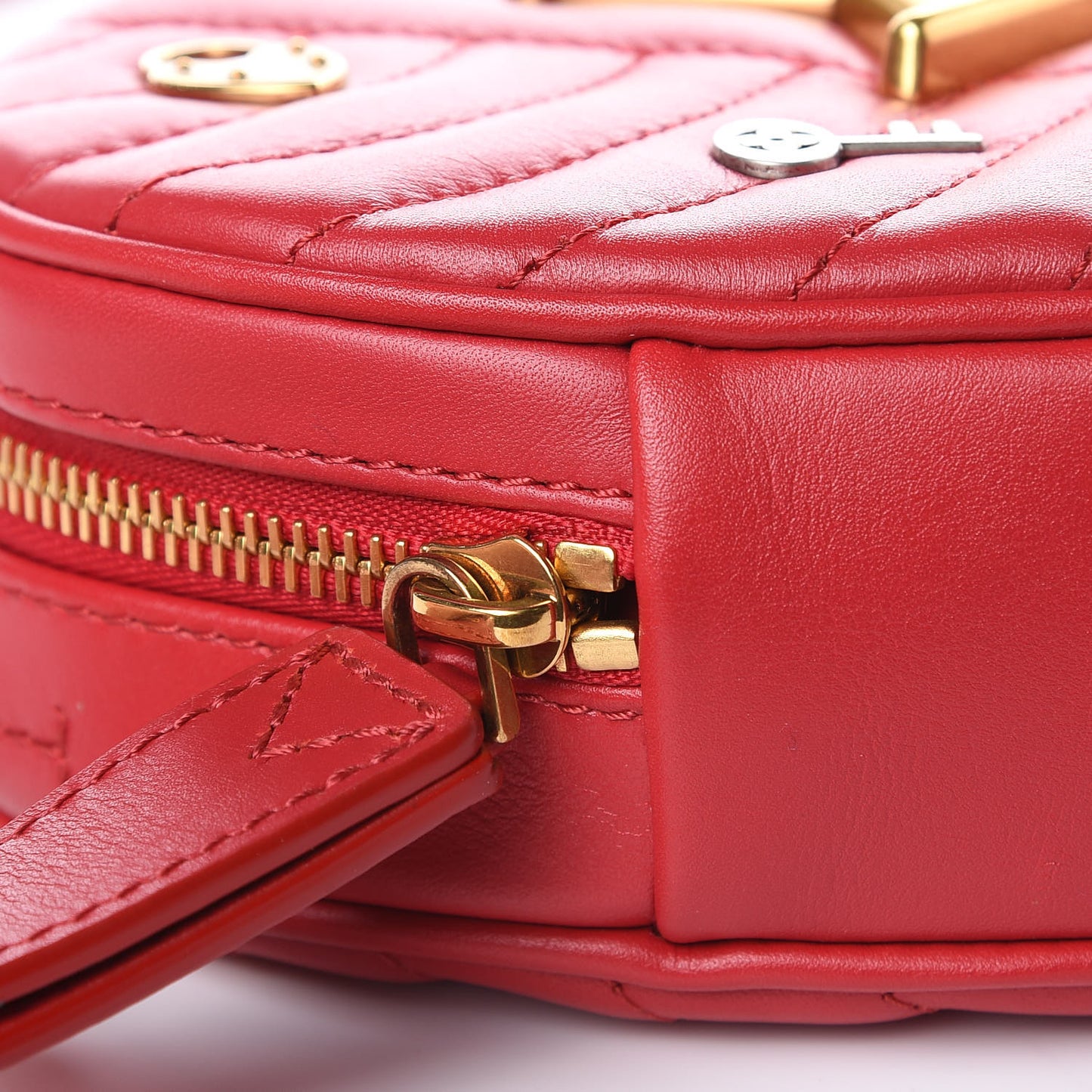 Calfskin Embellished New Wave Love Lock Heart Bag Ecarlate