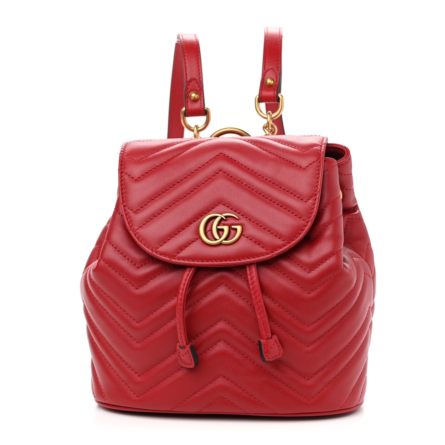 Calfskin Matelasse GG Marmont Flap Backpack Hibiscus Red