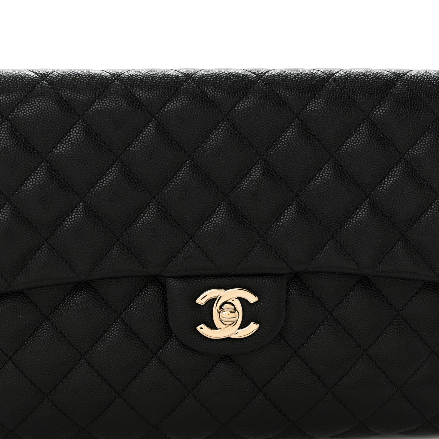 Caviar Quilted Flap Clutch Black