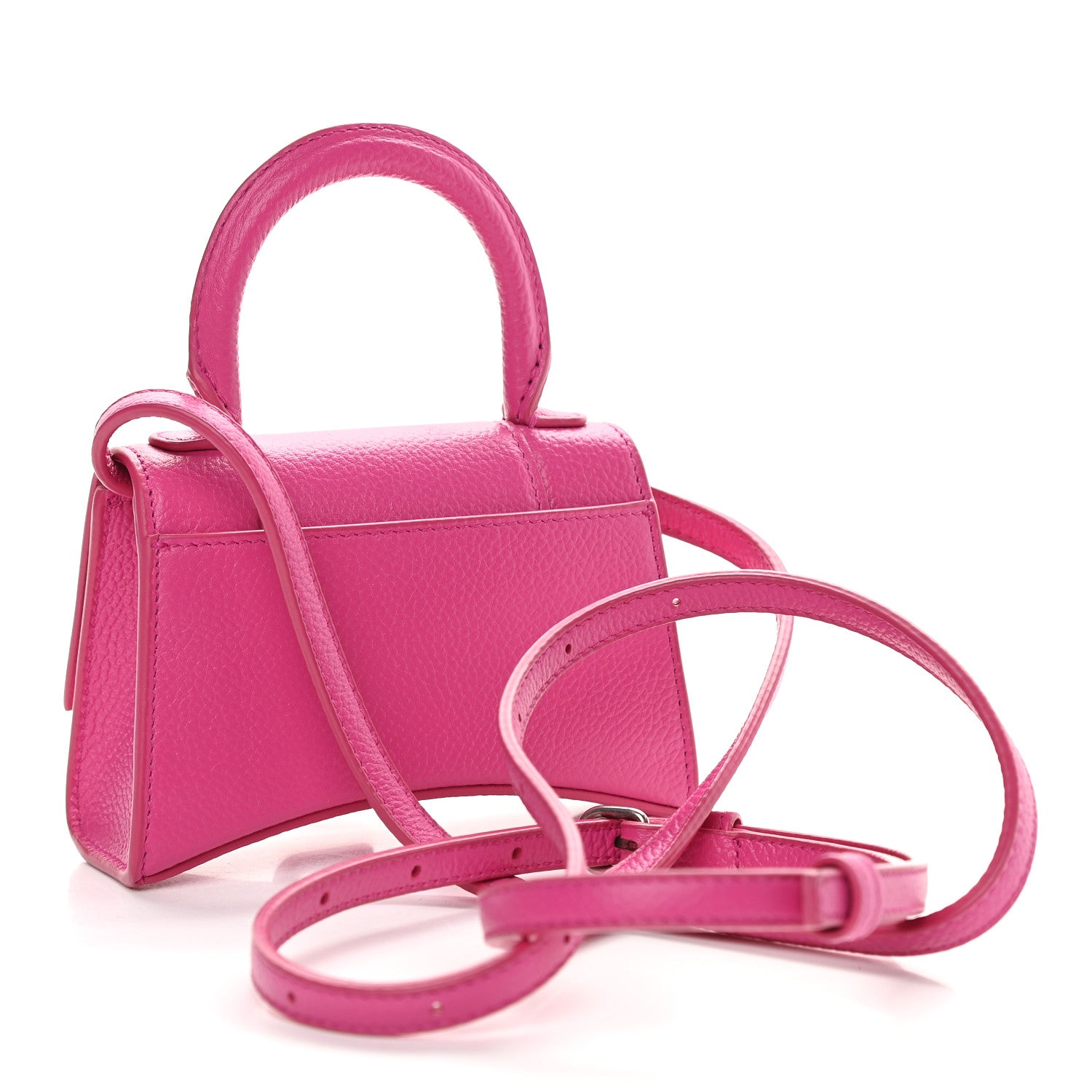 Balenciaga Grained Calfskin Tonal B Hourglass Top Handle Bag Mini Fuchsia 3 of 10