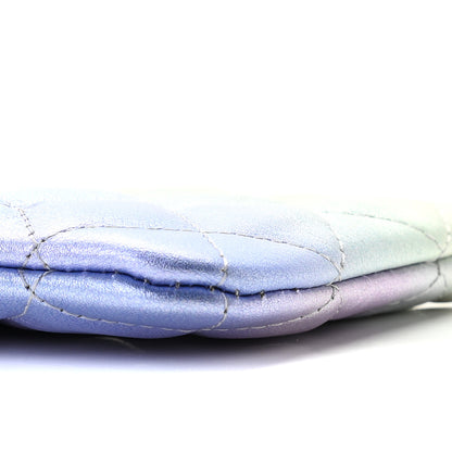 Chanel Gradient Metallic Calfskin Quilted Small Cosmetic Pouch Silver Blue Yellow Purple 10 of 10