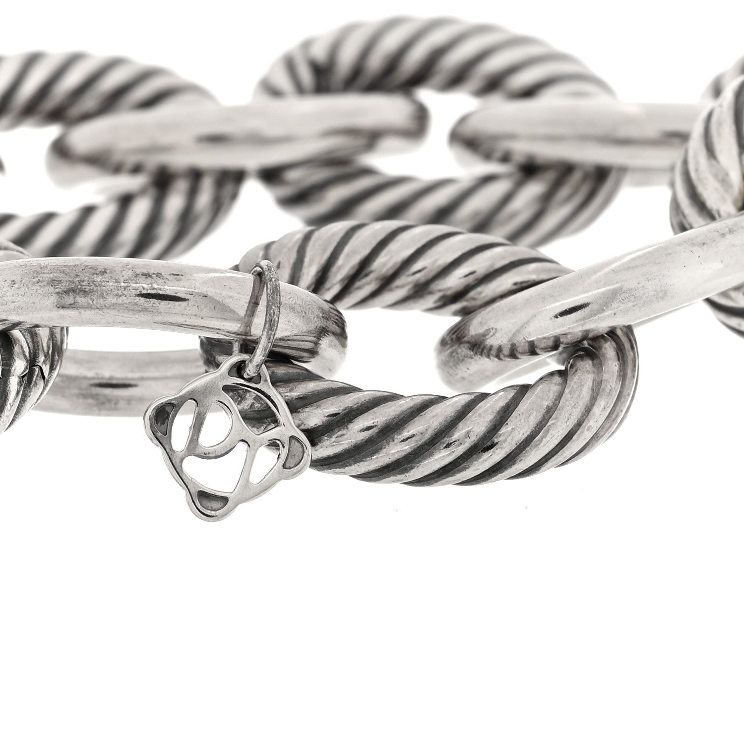 David Yurman Sterling Silver 18K Yellow Gold 17mm Extra Large Oval Link Bracelet 3 of 4