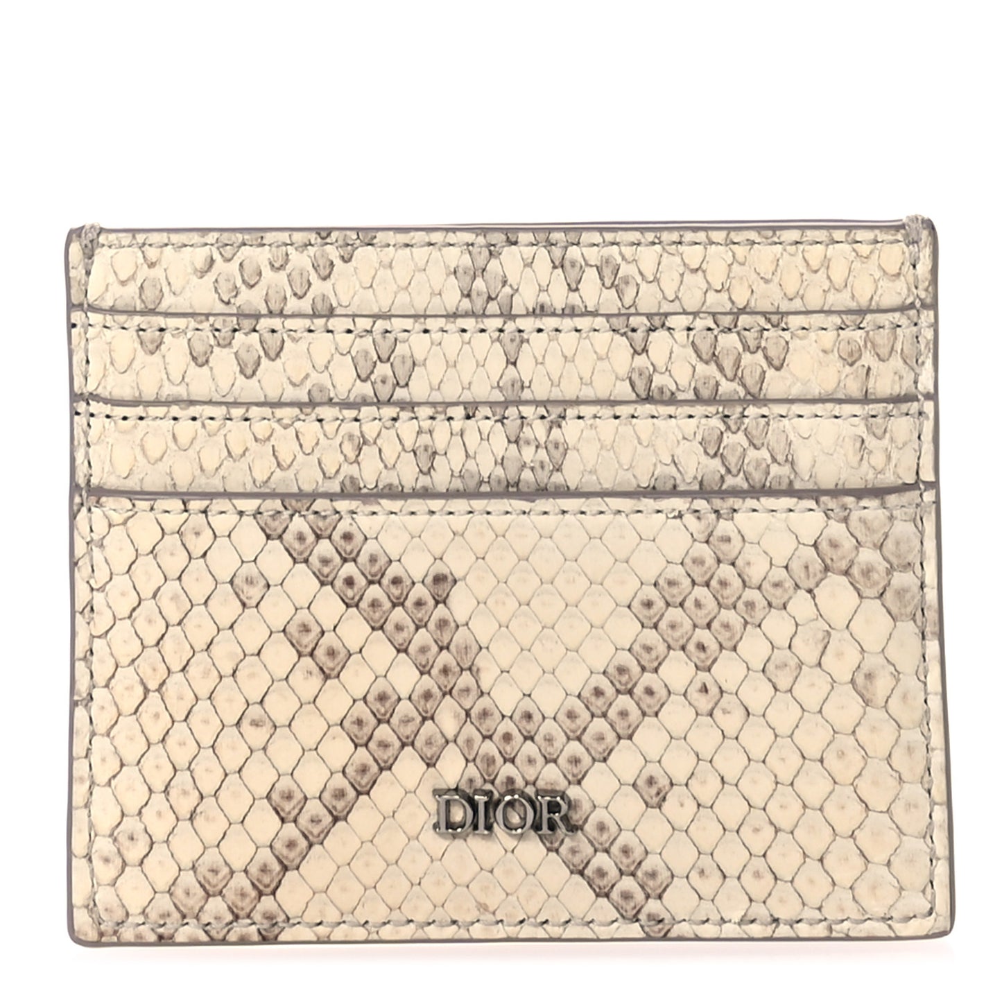 Snakeskin Dior Card Holder Beige Multicolor