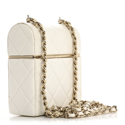 Chanel Lambskin Quilted Small Box With Chain White 3 of 16