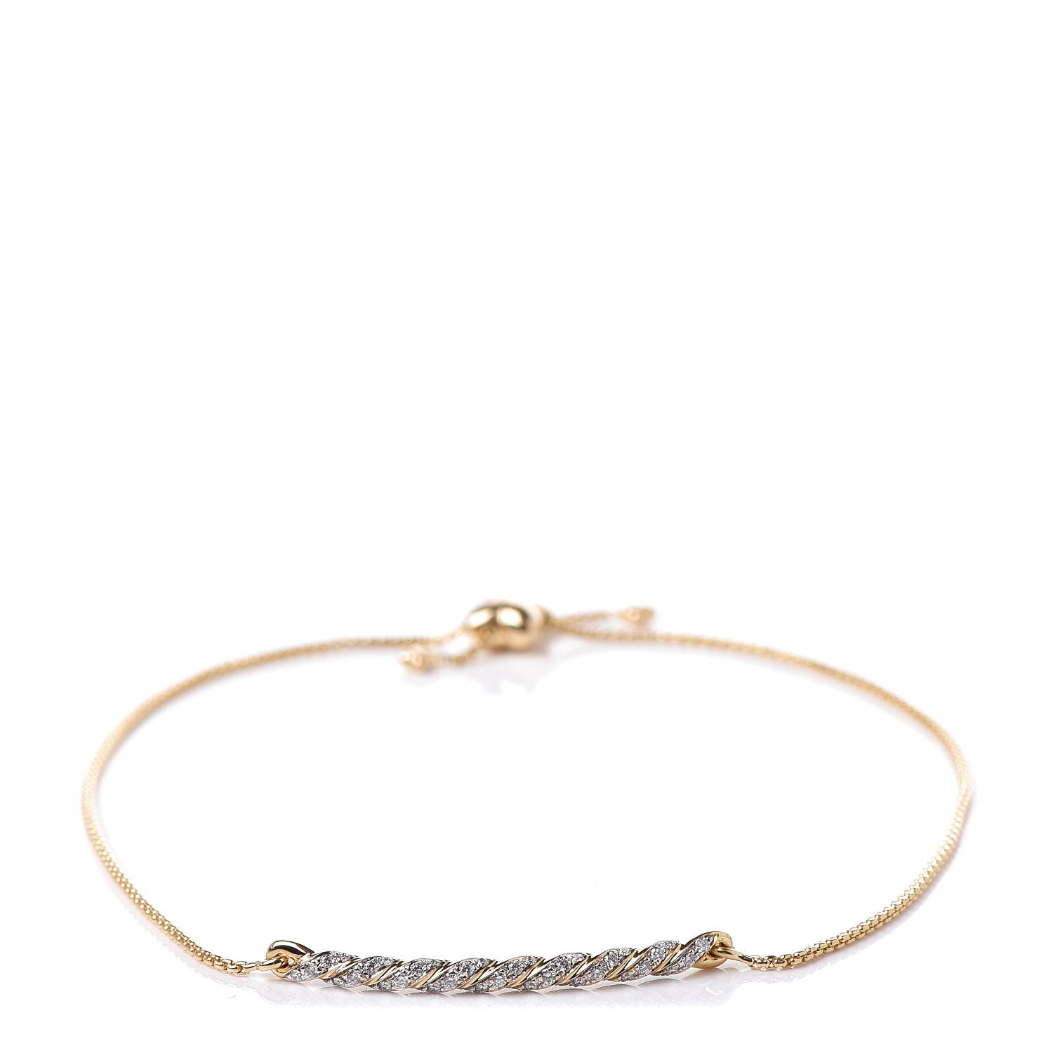 David Yurman 18K Yellow Gold Diamond Paveflex Station Bracelet 1 of 4