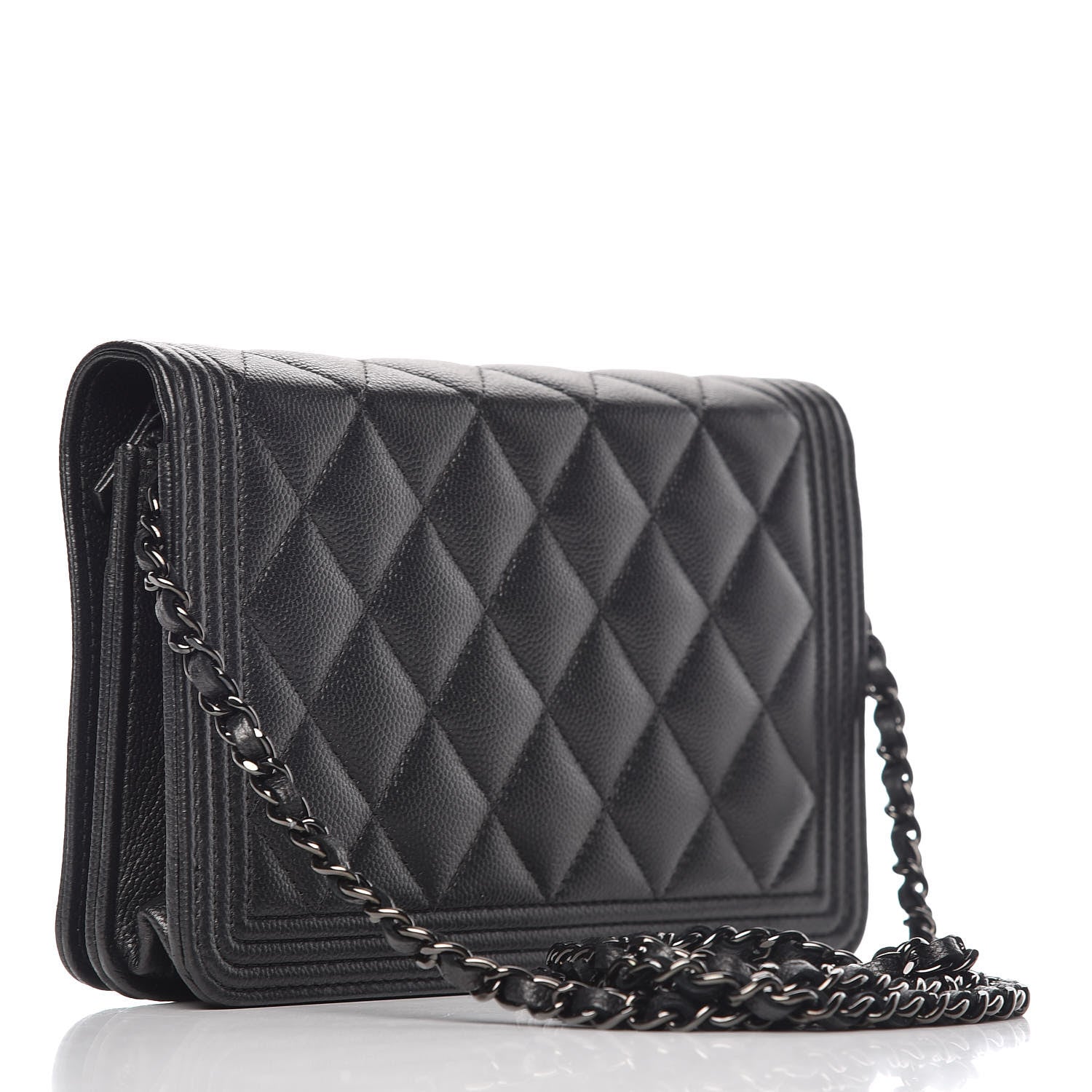 Chanel Caviar Quilted Boy Wallet On Chain WOC So Black 3 of 13