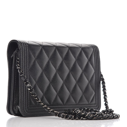 Chanel Caviar Quilted Boy Wallet On Chain WOC So Black 3 of 13