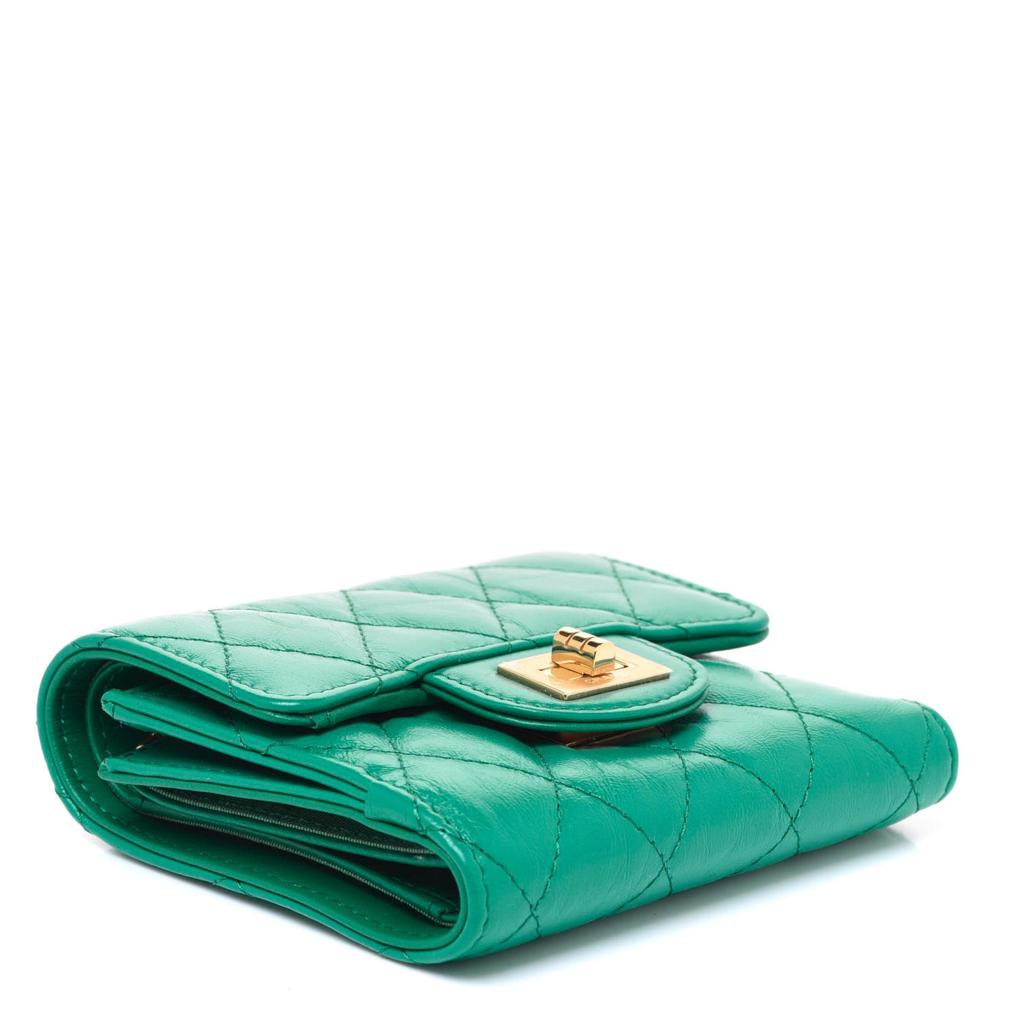 Aged Calfskin Quilted Reissue Compact Wallet Green