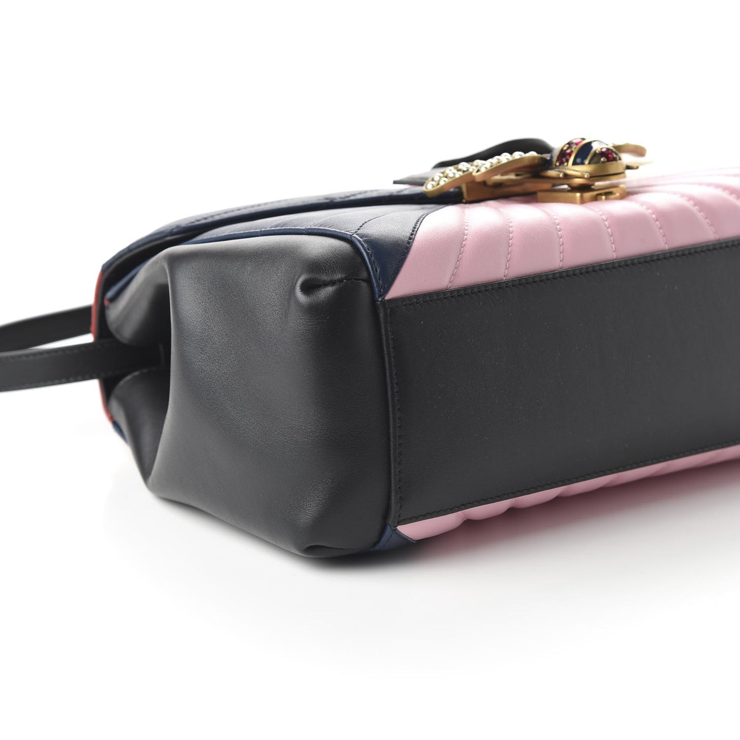 Calfskin Bamboo Trapuntata Queen Margaret Top Handle Bag Blue Agata Hibiscus Red Mystic White Sugar Pink
