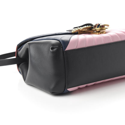 Gucci Calfskin Bamboo Trapuntata Queen Margaret Top Handle Bag Blue Agata Hibiscus Red Mystic White Sugar Pink 7 of 11