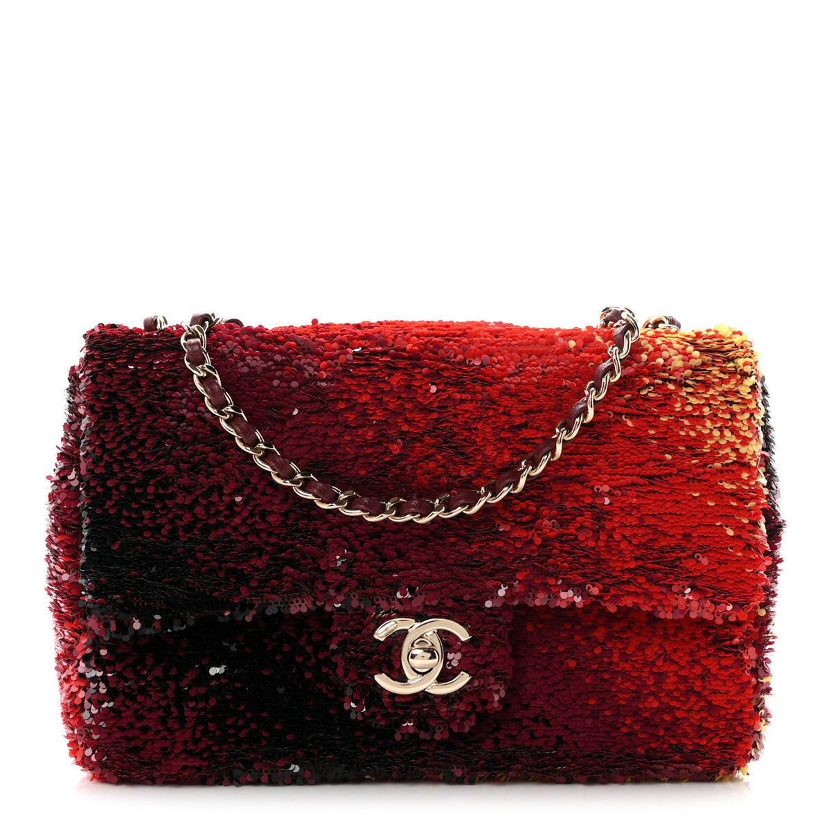 Chanel Shaded Sequins Mini Flap Black Burgundy Red Yellow 1 of 11