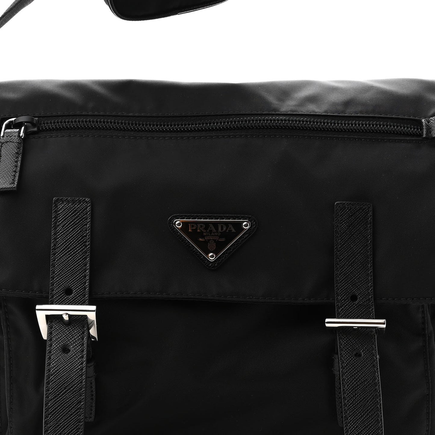Tessuto Nylon Saffiano Vela Messenger Bag Black