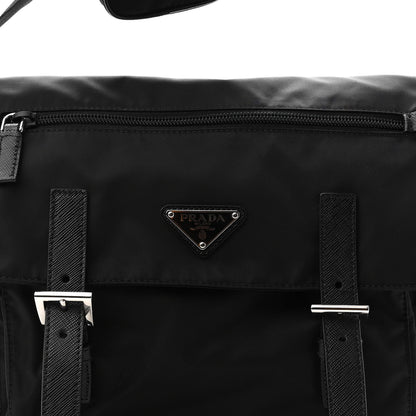 Prada Tessuto Nylon Saffiano Vela Messenger Bag Black 7 of 9