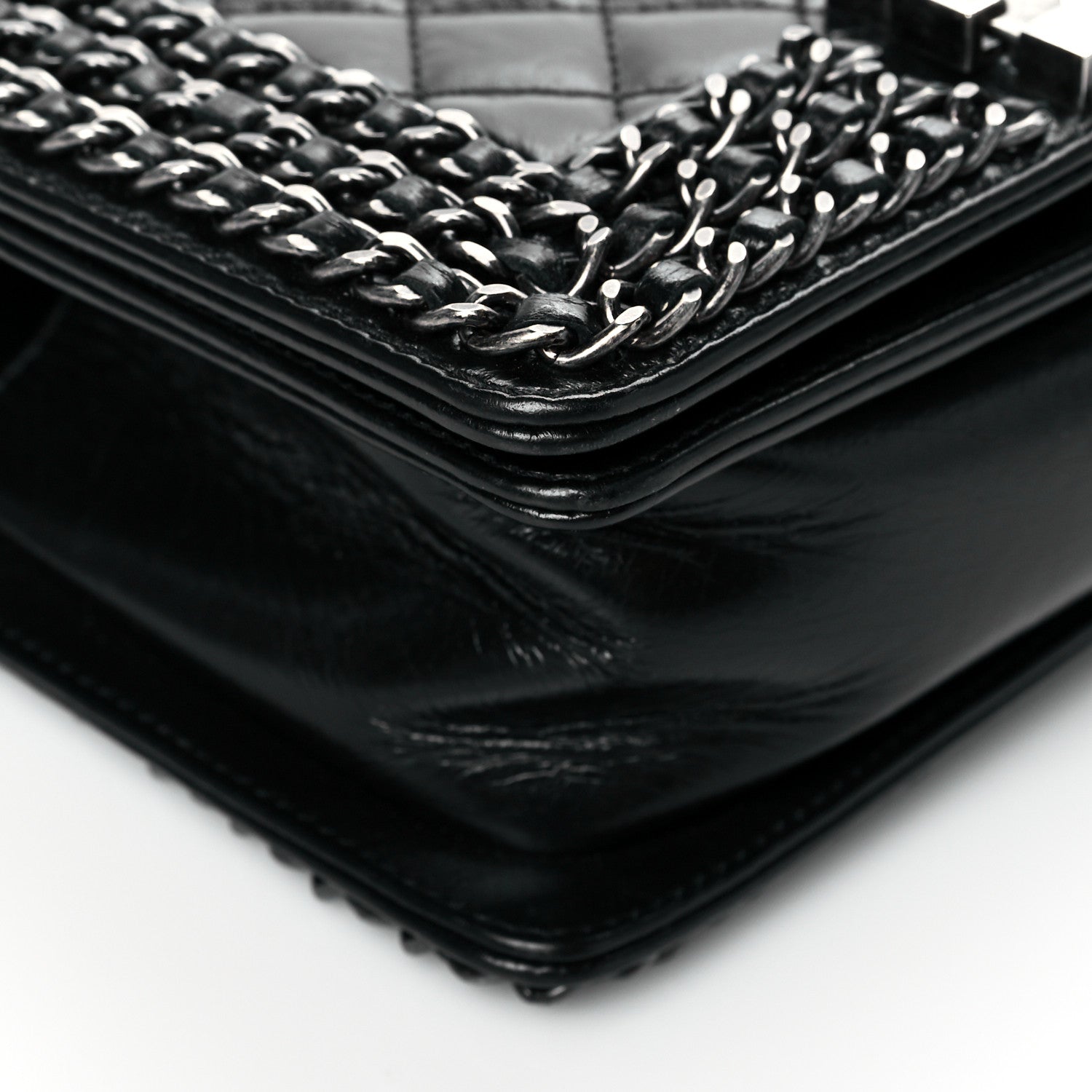 Chanel Glazed Calfskin Quilted Small Boy Chained Flap Black 8 of 10