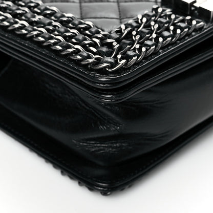 Chanel Glazed Calfskin Quilted Small Boy Chained Flap Black 8 of 10