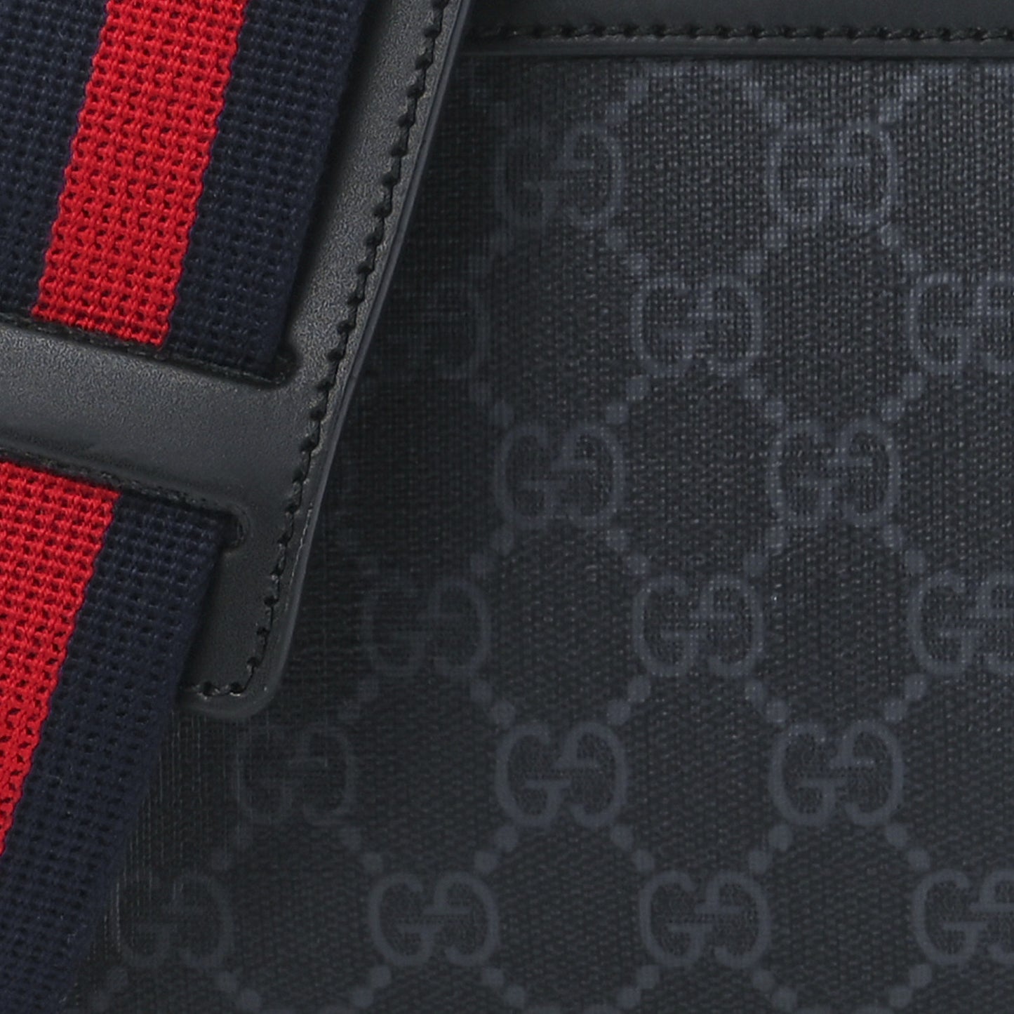 GG Supreme Monogram Web Small Flat Messenger Bag Black Grey