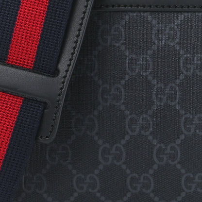 Gucci GG Supreme Monogram Web Small Flat Messenger Bag Black Grey 11 of 11