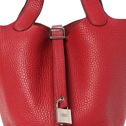 Hermes Taurillon Clemence Picotin Lock 18 PM Rouge Garance 7 of 9