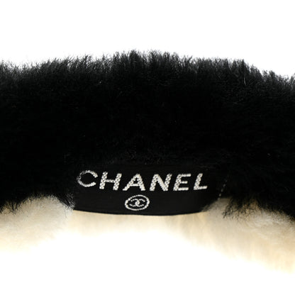Chanel Shearling CC Ear Muffs Black White 5 of 5