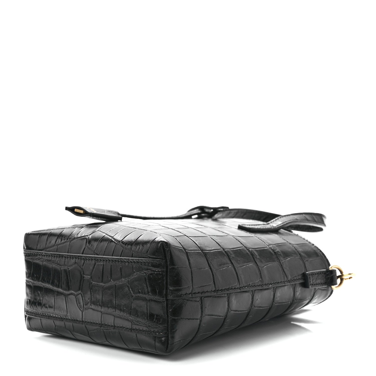 Saint Laurent Calfskin Crocodile Embossed Paris Mini Toy Shopper Tote Black 11 of 13