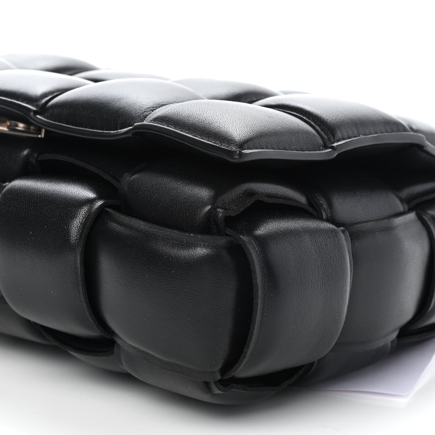 Lambskin Maxi Intreccio Padded Chain Cassette Crossbody Bag Black