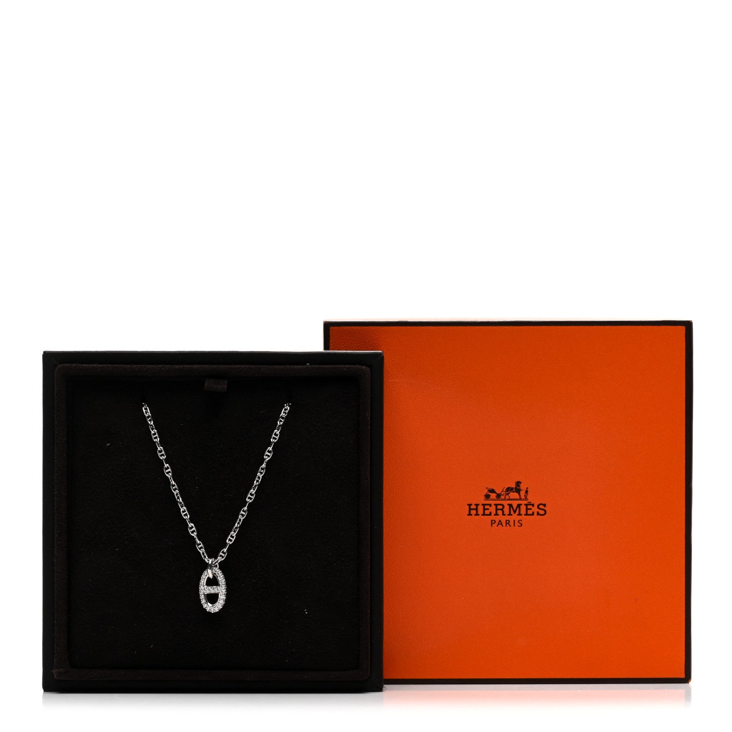Hermes 18K White Gold Diamond New Farandole Pendant Necklace ST 5 of 5
