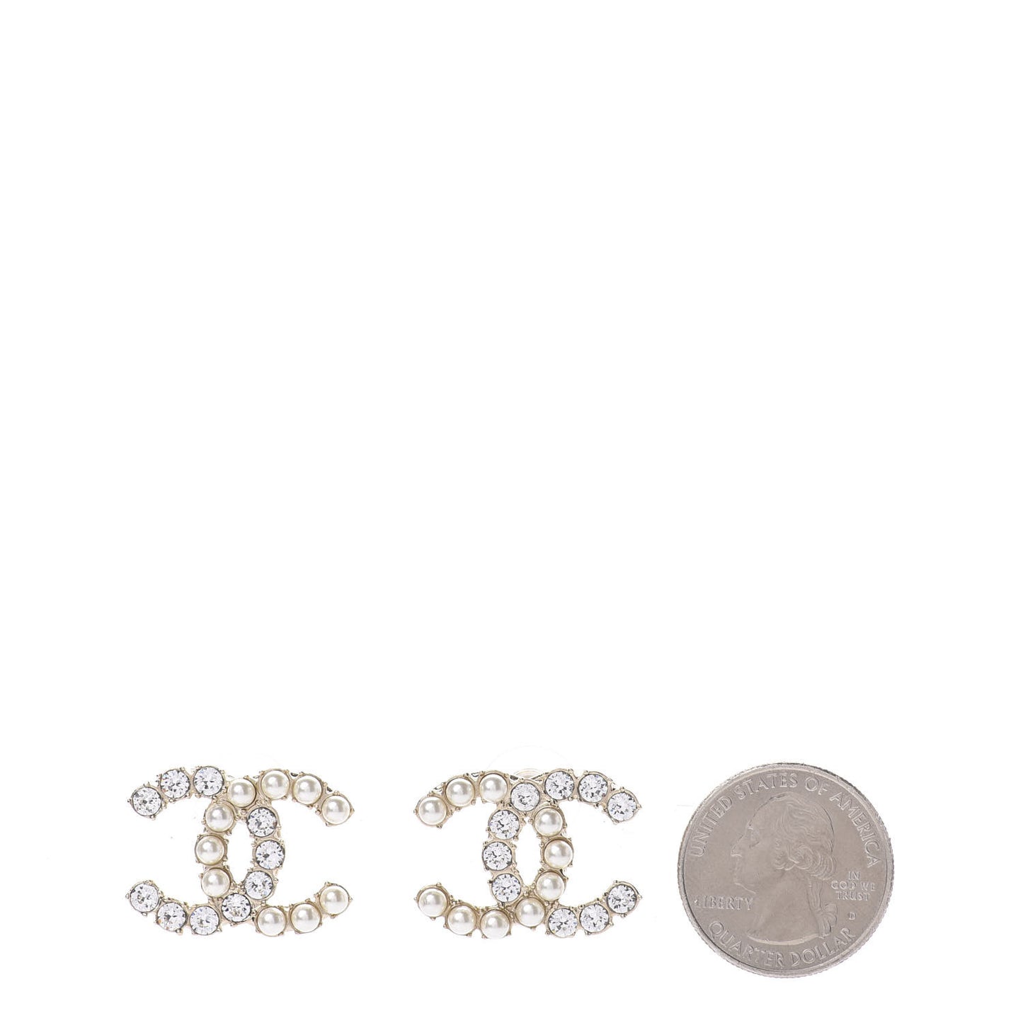 Crystal Pearl CC Dazzling Domino Earrings Gold