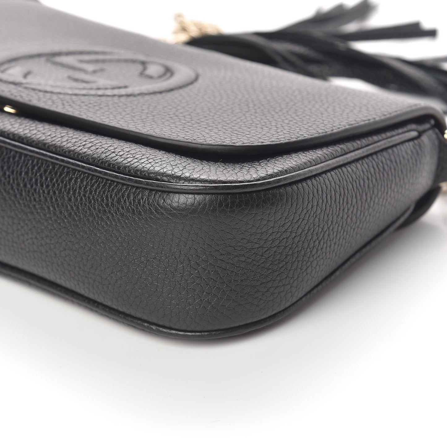 Pebbled Calfskin Medium Soho Flap Crossbody Black