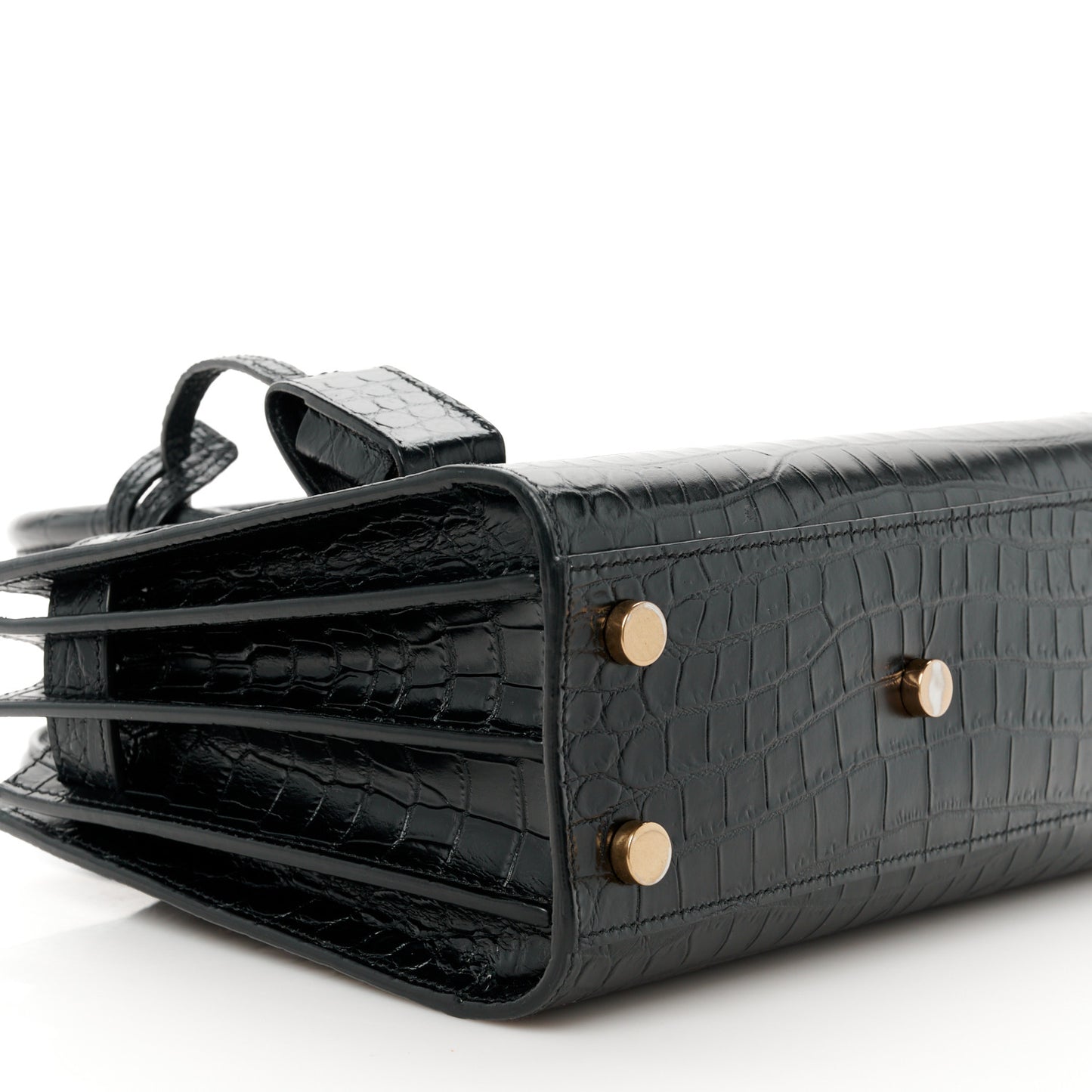 Calfskin Crocodile Embossed Nano Sac De Jour Black