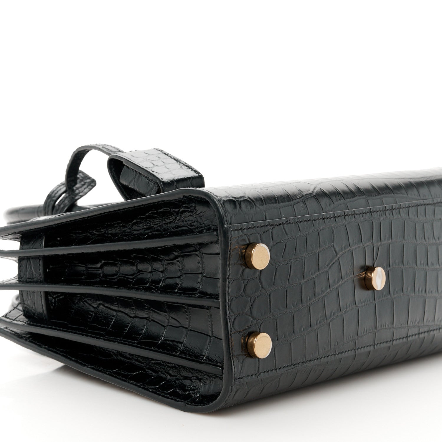 Saint Laurent Calfskin Crocodile Embossed Nano Sac De Jour Black 10 of 11