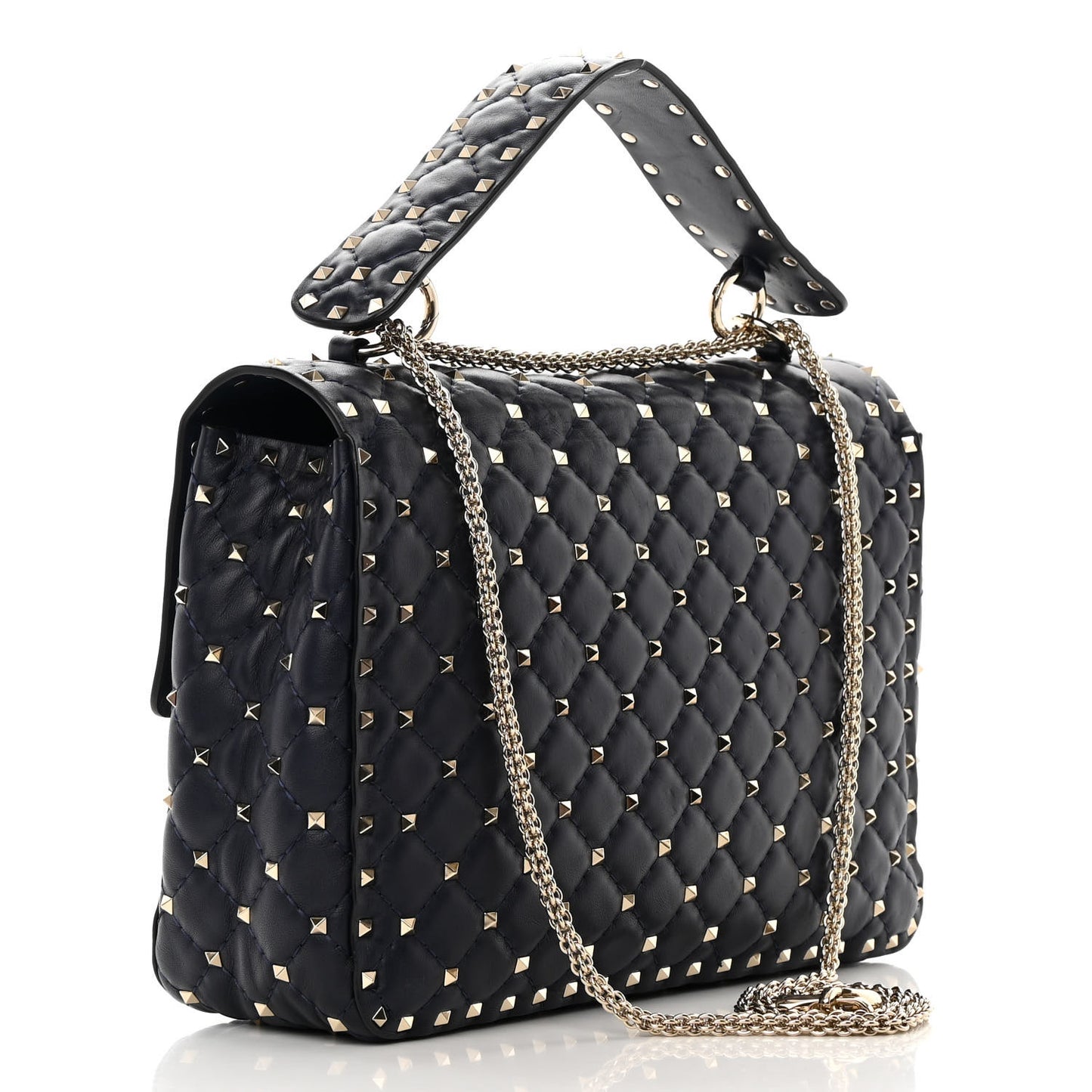 Nappa Large Rockstud Spike Shoulder Bag Marine