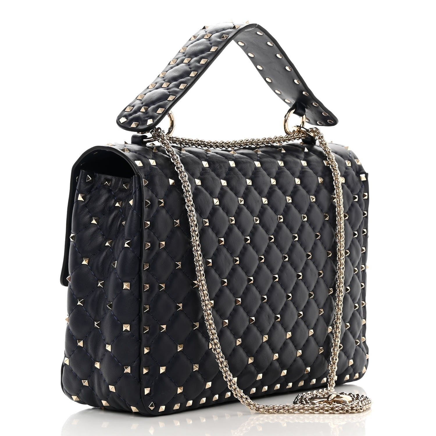 Valentino Garavani Nappa Large Rockstud Spike Shoulder Bag Marine 3 of 14