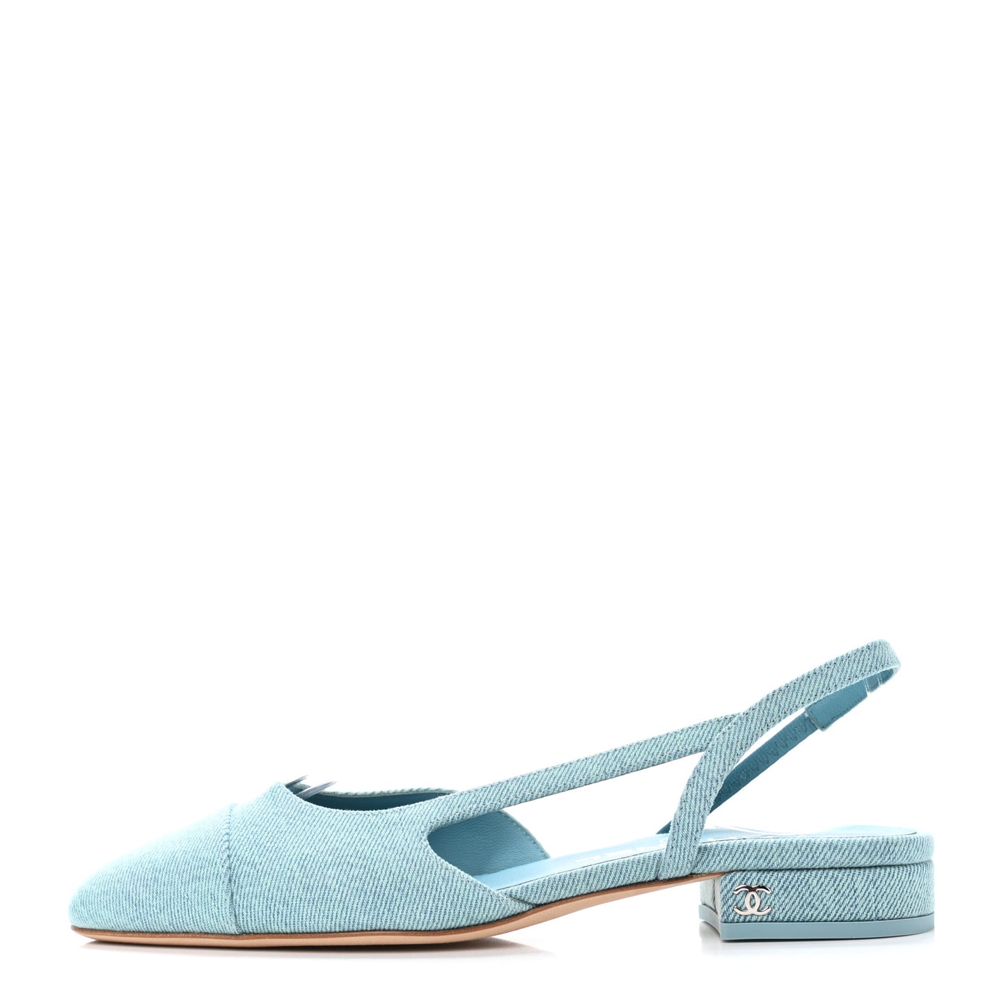 Denim Cap Toe CC Slingback Flats 36 Blue