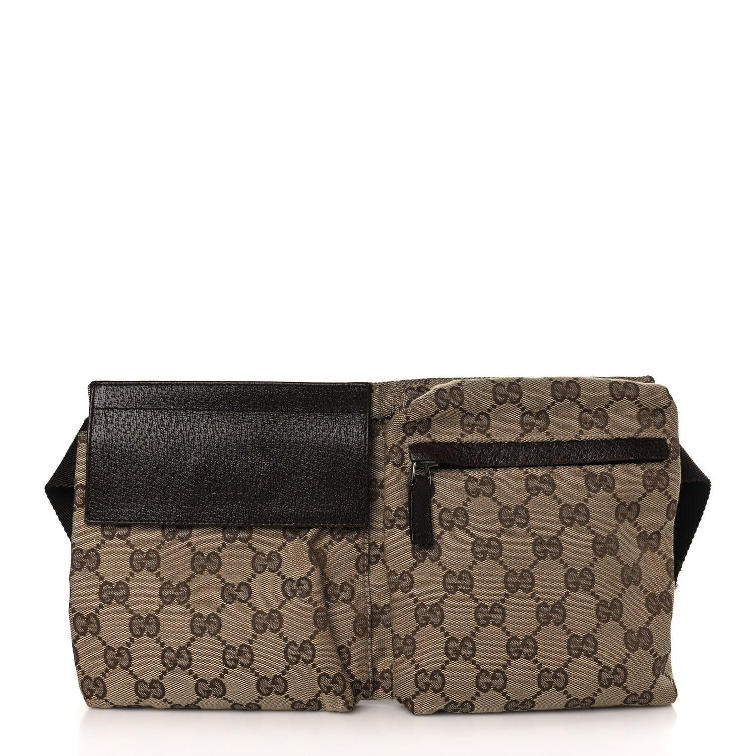 Gucci GG Monogram Double Pocket Belt Bag Dark Brown 1 of 8
