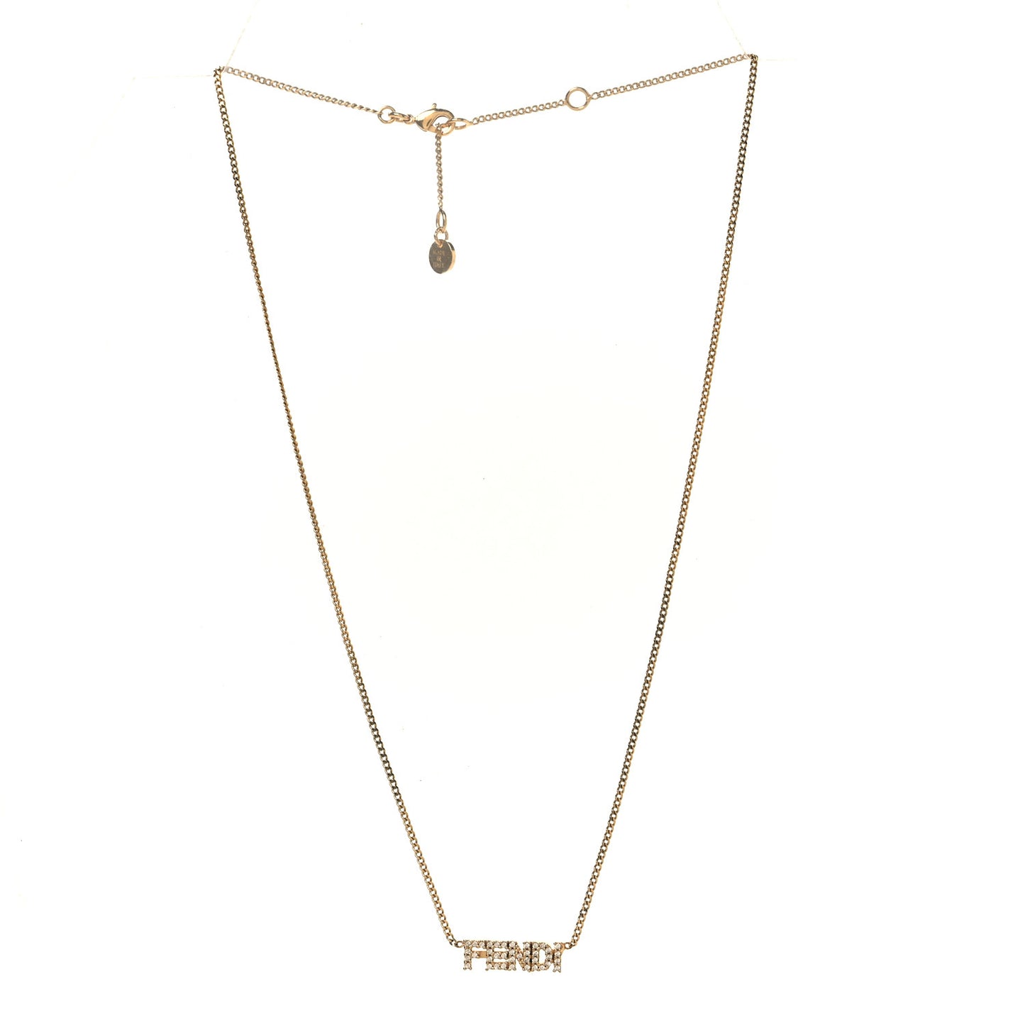 Metal Logo Charm Necklace Gold
