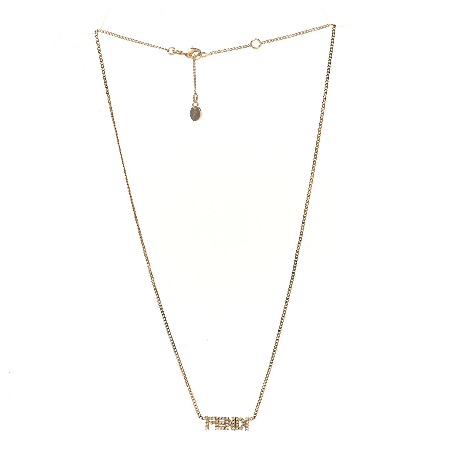 Fendi Metal Logo Charm Necklace Gold 3 of 5