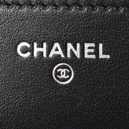 Chanel Lambskin Camellia Embossed Wallet On Chain WOC Black 8 of 11