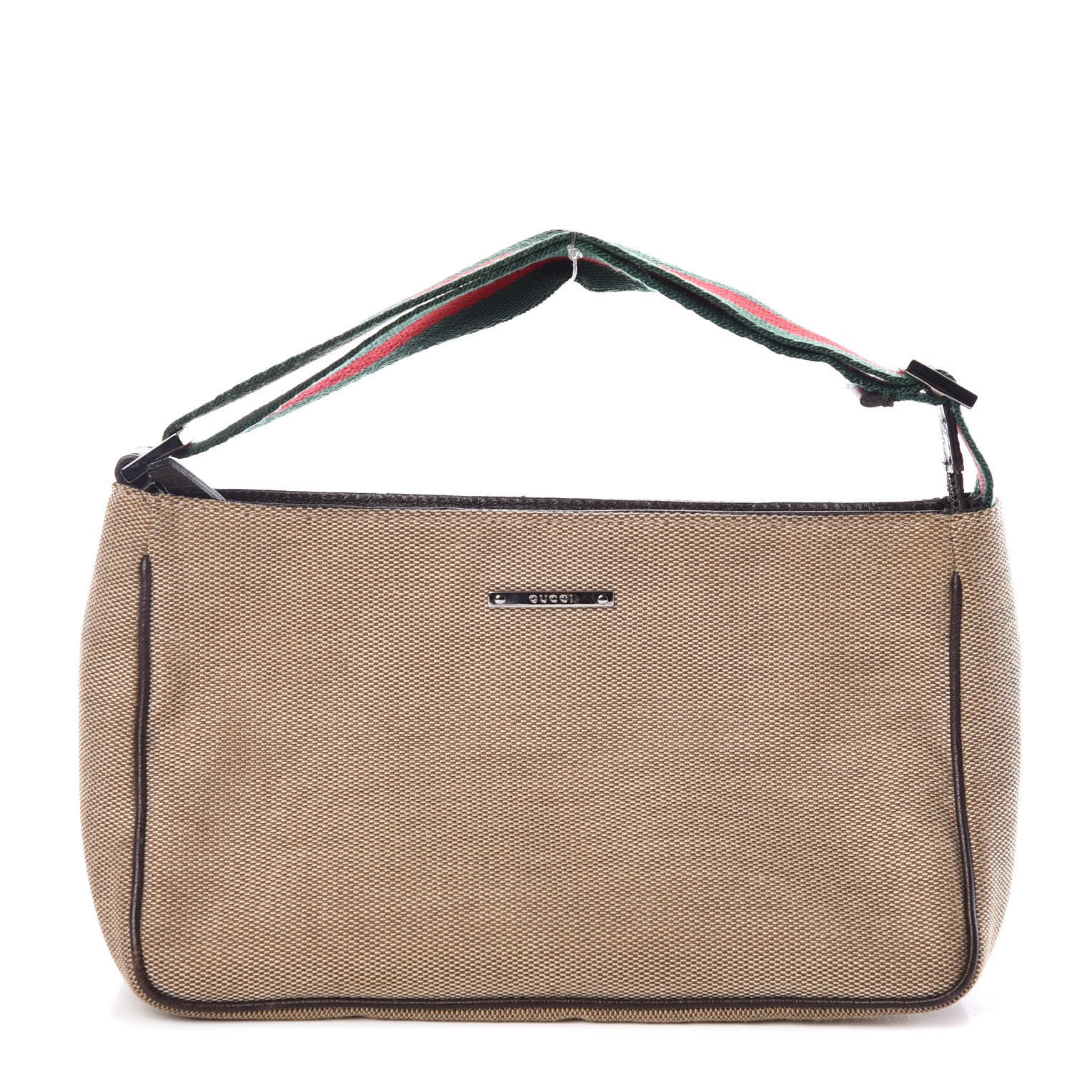 Gucci Canvas Web Shoulder Bag Dark Brown 1 of 9