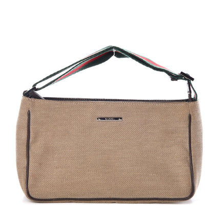 Gucci Canvas Web Shoulder Bag Dark Brown 1 of 9