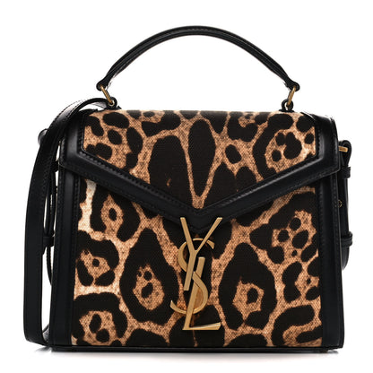 Saint Laurent Canvas Leopard Print Mini Classic Monogram Cassandra Top Handle Black 1 of 11