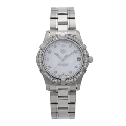 Tag Heuer Stainless Steel Diamond Bezel Mother of Pearl 33mm Aquaracer Lady Quartz Watch WAF1313 1 of 4