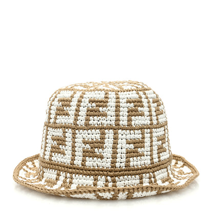 Fendi Cotton Rayon FF Woven Bucket Hat S/M Beige 1 of 8