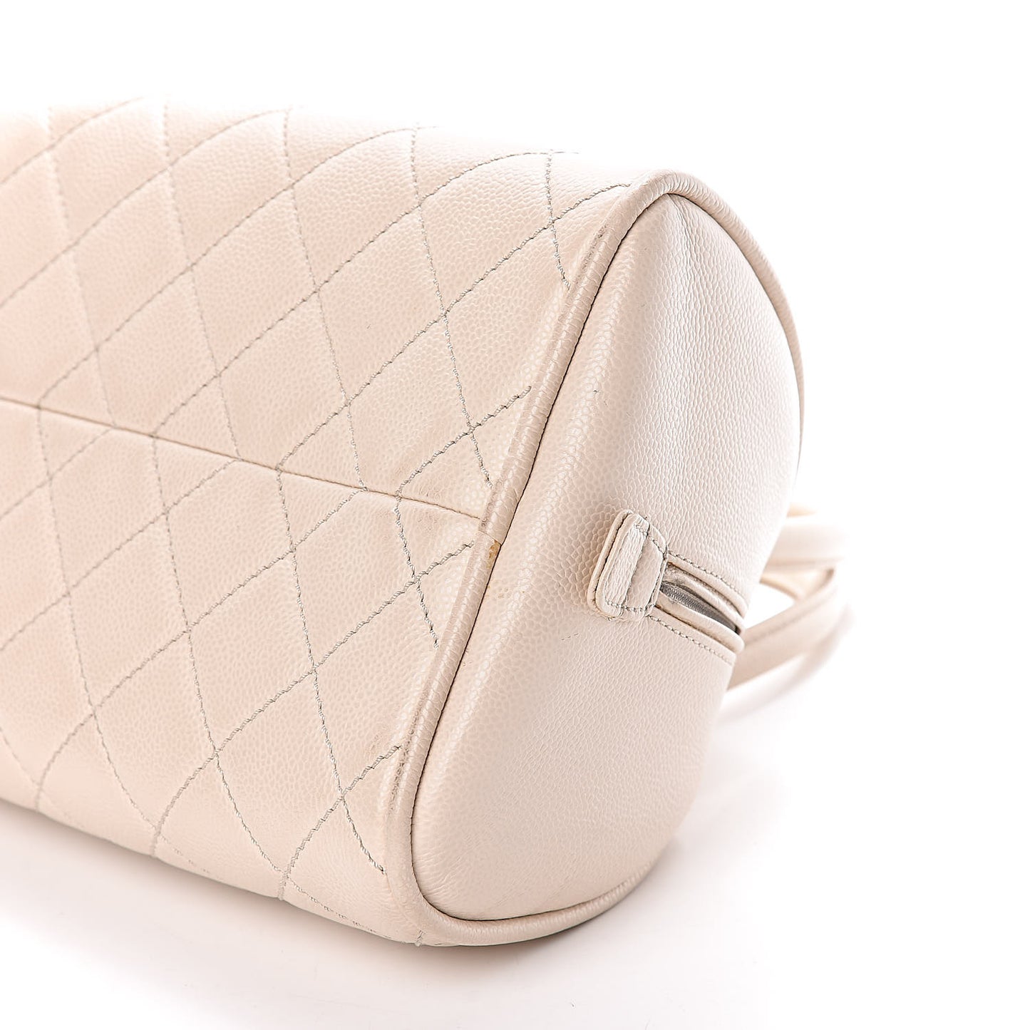 Caviar Quilted Small Bowler Beige Clair