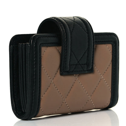 Chanel Lambskin Quilted Gusseted Card Holder Beige Black 2 of 6