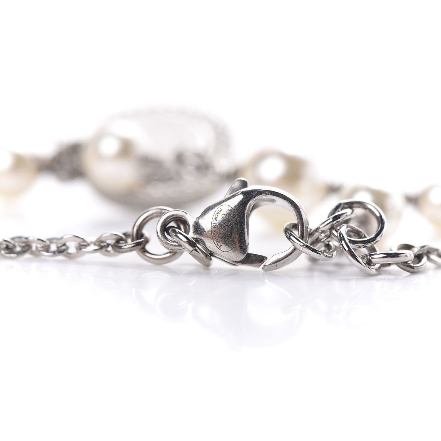 Chanel Crystal Pearl CC Bracelet Silver 4 of 4