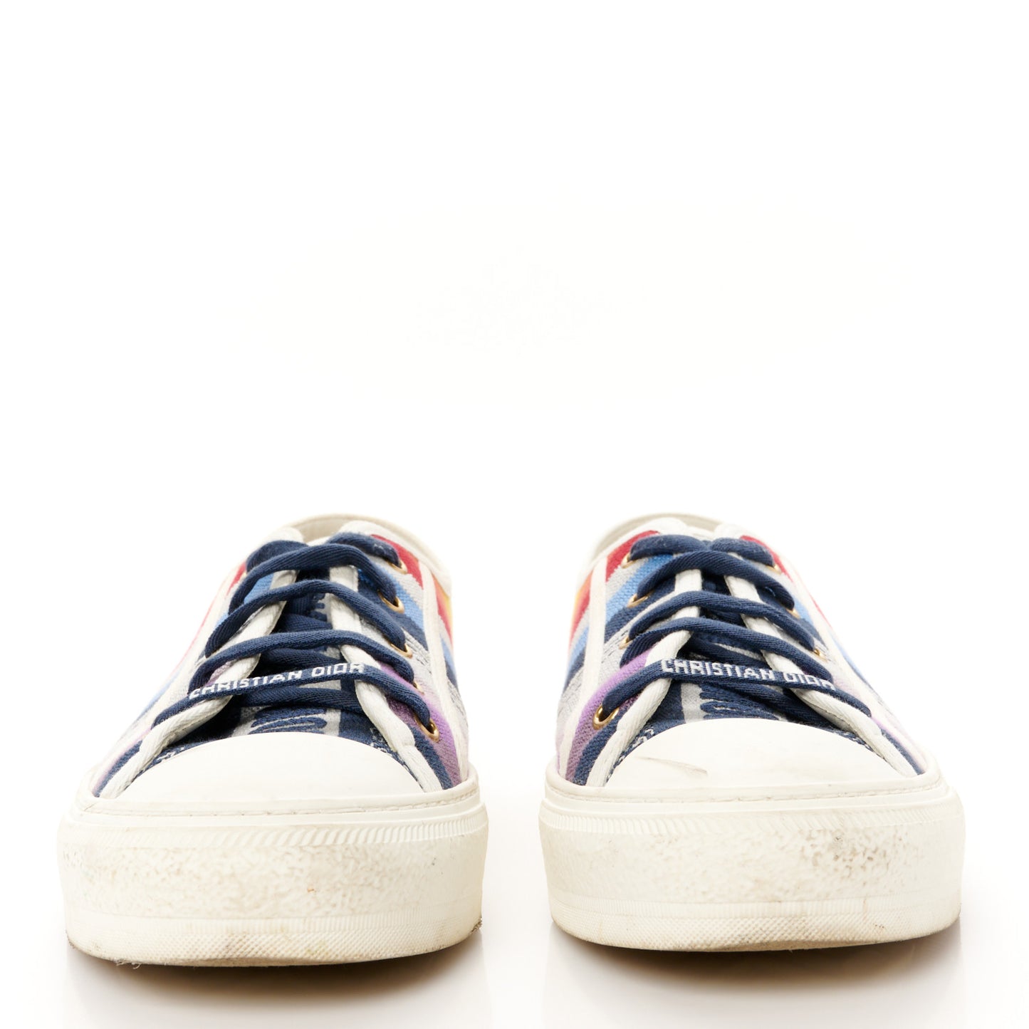 Canvas Rainbow Embroidered Womens Walk'N'Dior Low Top Sneakers 40 Multicolor