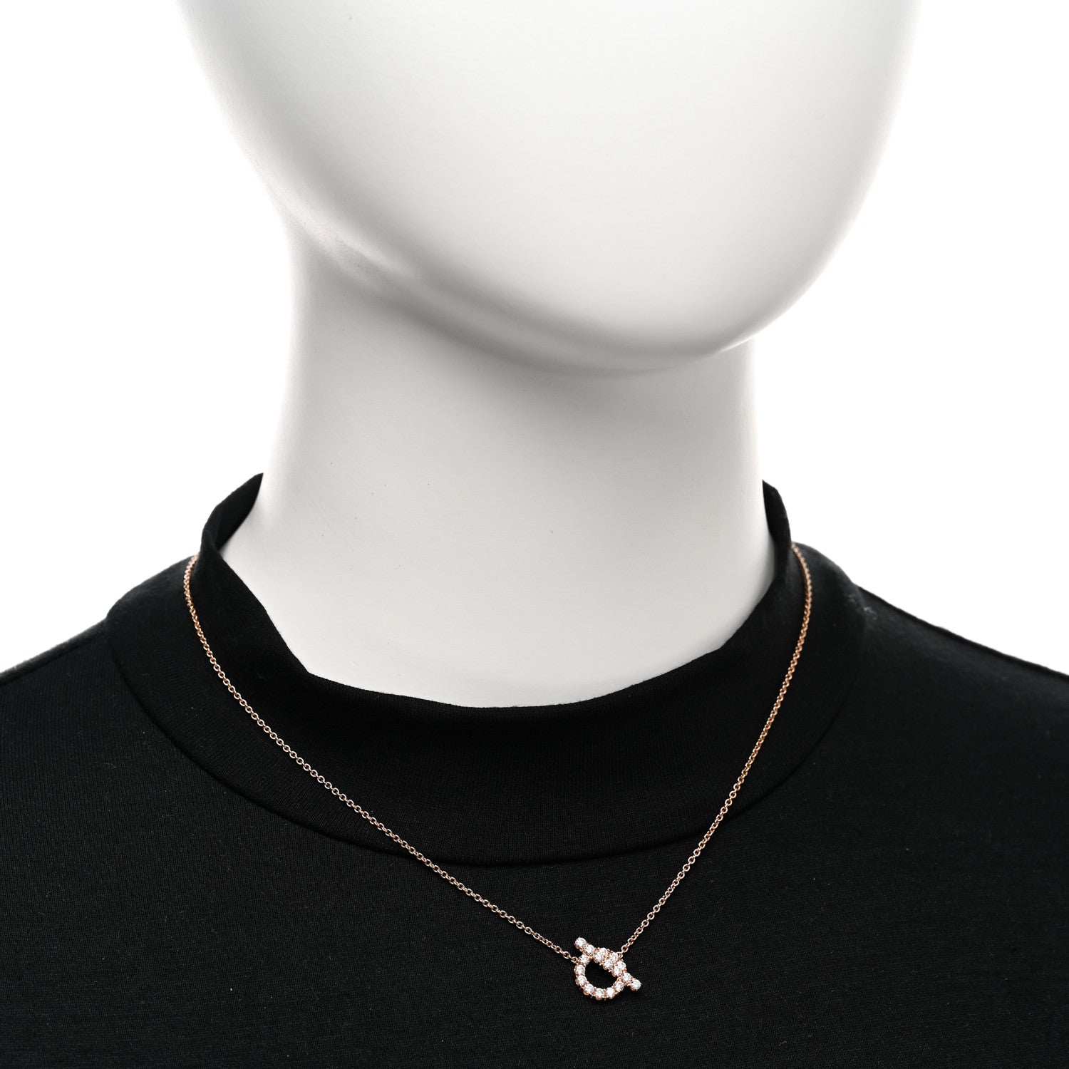 Hermes 18K Rose Gold Diamond Finesse Pendant Necklace 2 of 6