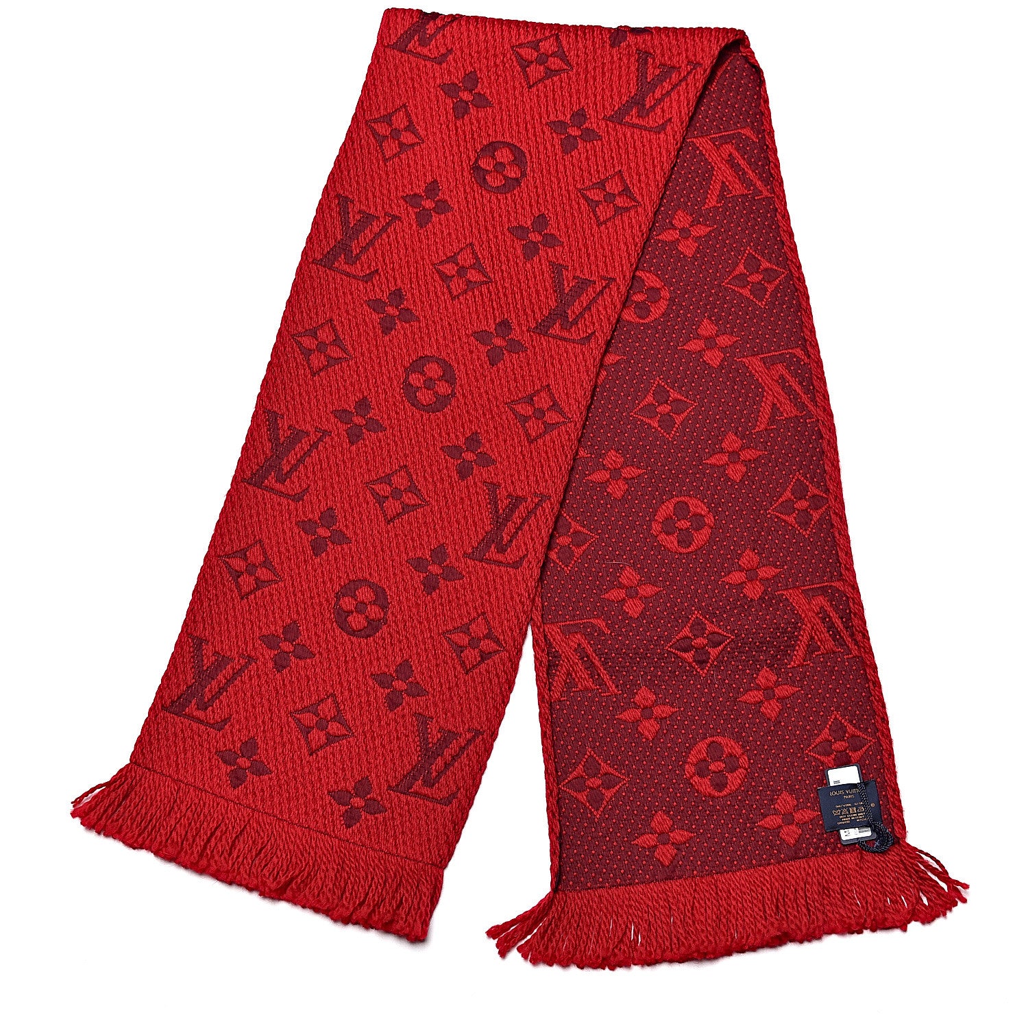 Louis Vuitton Wool Silk Logomania Scarf Rubis 3 of 4