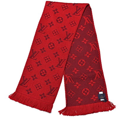 Louis Vuitton Wool Silk Logomania Scarf Rubis 3 of 4