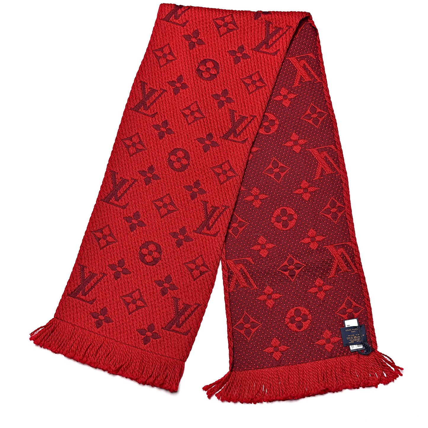 Wool Silk Logomania Scarf Rubis